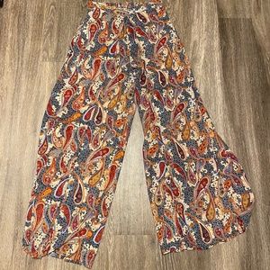 Wide Leg Chiffon Pattern Pants